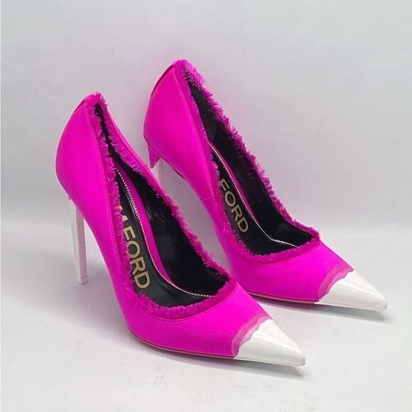Tom Ford Frayed Dégradé Satin Pumps Pink size 38 - Picture 6 of 16